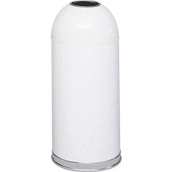 Safco 15 gal Open Top Dome Waste Receptacle, White, Stainless Steel - SAF9639WH