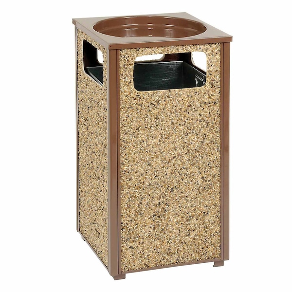 Global Industrial Square Ashtray/Trash Can, Brown, Steel - 239577BN