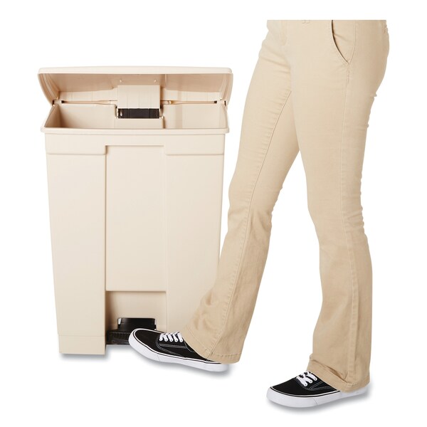 Rubbermaid Commercial 18 gal Rectangular Trash Can, Beige, Top Door, Polyethylene - FG614500BEIG