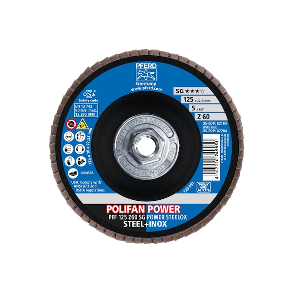 Disco de láminas POLIFAN® - Z SG POWER STEELOX, Zirconia, 60 granos, plano - 62284