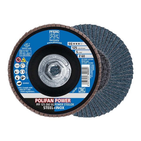 Disco de láminas POLIFAN® - Z SG POWER STEELOX, Zirconia, 60 granos, plano - 62284