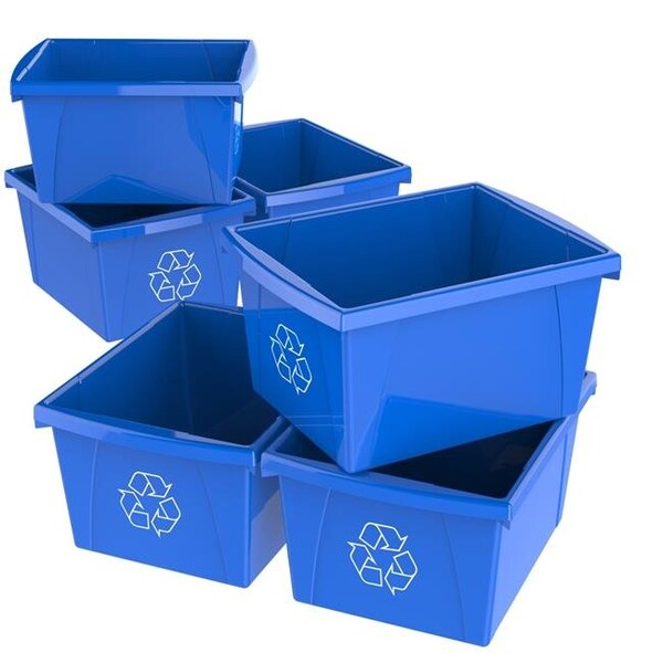 Home Improvement 4 gal Recycle Bin; Blue - Pack of 6 - HO1417577