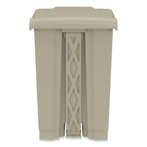 Safco 12 gal Round Cylinder Waste Receptacles, Tan, Top Door, Plastic - 9925TN