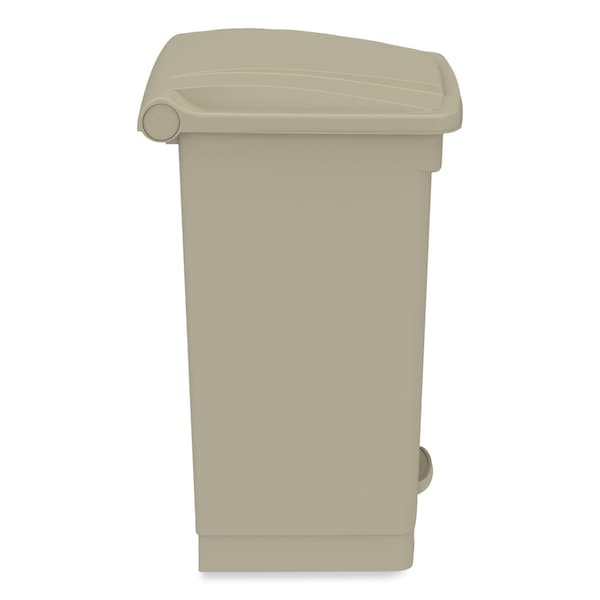 Safco 12 gal Round Cylinder Waste Receptacles, Tan, Top Door, Plastic - 9925TN