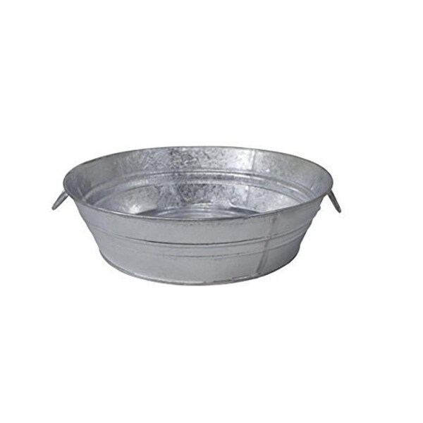 Dendesigns 3 gal Hot Dipped Steel Low Flat TubSilver - DE1232782