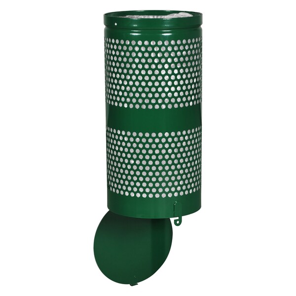 Ex-Cell Kaiser 10-Gal. Receptacle W/ Hinged Drop Bottom - Steel, Hunter Green Gloss - WR690 GREEN PERF