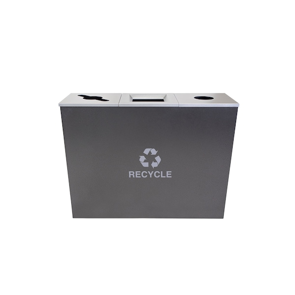 Ex-Cell Kaiser 54-Gal. Three-Stream Receptacle - Steel, Hammered Charcoal - RC-MTR-3 HCCL