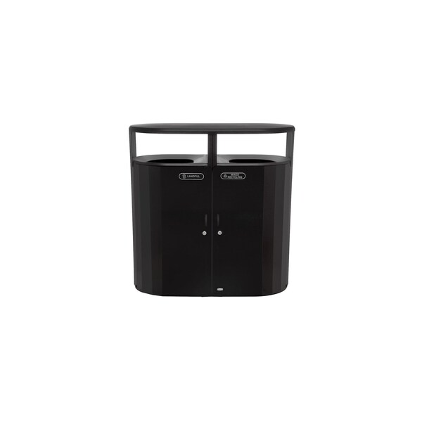 Rubbermaid Commercial 66 gal Oval Trash Can, Black, 24 1/4 in Dia - 2185042