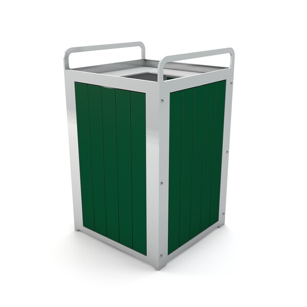 Frog Furnishings 32 gal Trash Can, Silver - PB 32PLZGRE