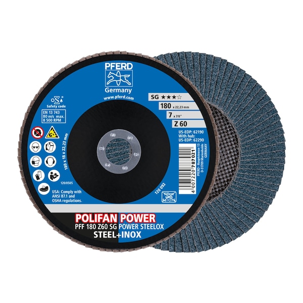 Disco de láminas POLIFAN® - Z SG POWER STEELOX, Óxido de Zirconio, 60 Granos, Plano - 62190