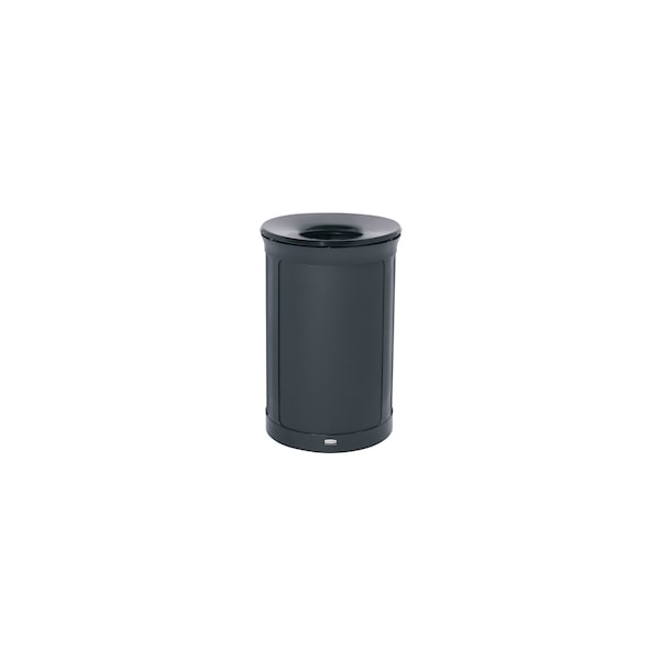 Rubbermaid Commercial 23 gal Round Trash Can, Black, 20 9/16 in Dia, Metal - 2172850