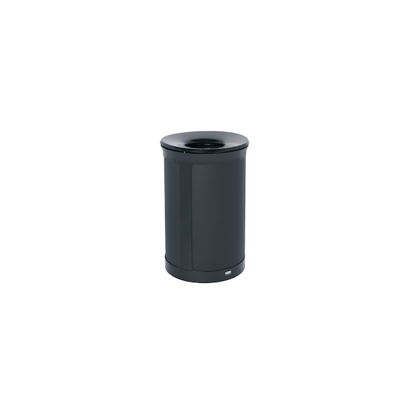 Rubbermaid Commercial 23 gal Round Trash Can, Black, 20 9/16 in Dia, Metal - 2172850