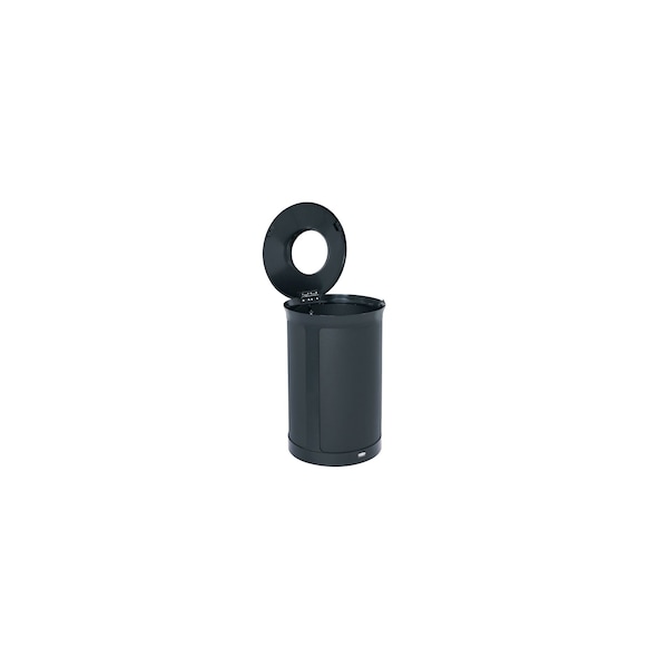 Rubbermaid Commercial 23 gal Round Trash Can, Black, 20 9/16 in Dia, Metal - 2172850
