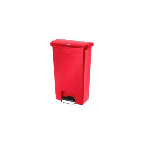 Rubbermaid Commercial Rubbermaid Slim Jim 1883568 Plastic Step On Container, Front Step 18 Gallon - Red - 1883568