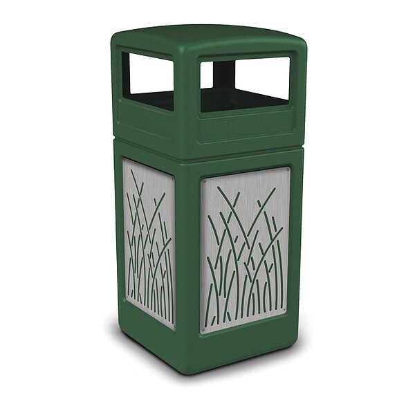 Commercial Zone Products 42 gal Trash Can, Green, Stainless Steel - 732916099