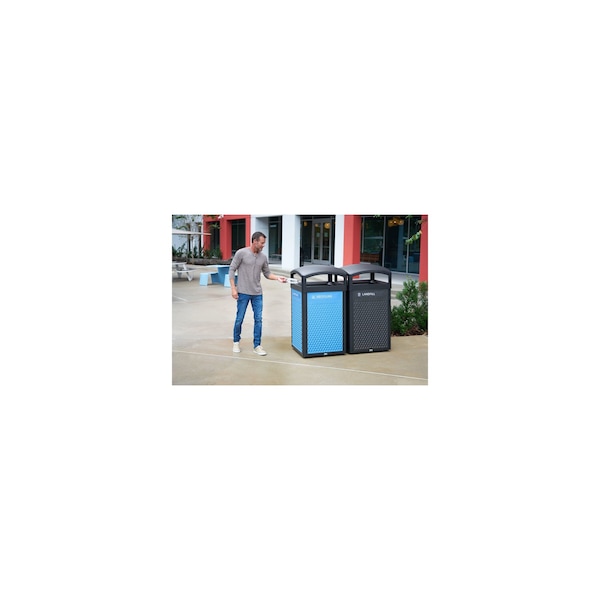 Rubbermaid Commercial 51 gal Square Trash Can, Black, 25 3/16 in Dia, Metal - 2182678