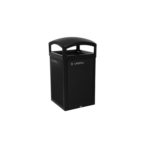 Rubbermaid Commercial 51 gal Square Trash Can, Black, 25 3/16 in Dia, Metal - 2182678