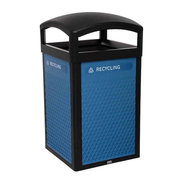 Rubbermaid Commercial 51 gal Square Trash Can, Black, 25 3/16 in Dia, Metal - 2182678