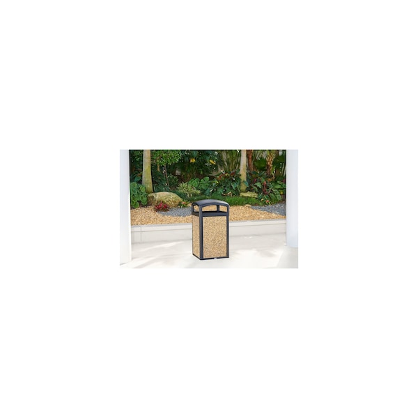 Rubbermaid Commercial 51 gal Square Trash Can, Black, 25 3/16 in Dia, Metal - 2182678