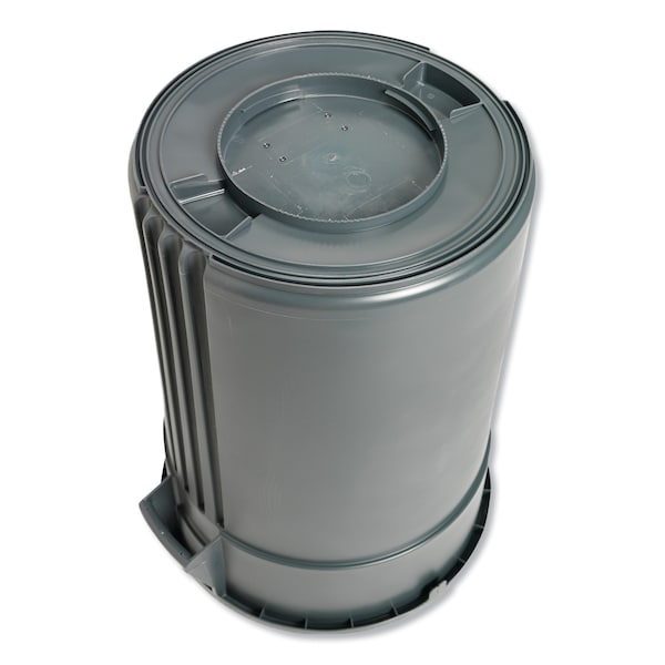 Impact Products 44 qt Round Trash Can, Gray, Open Top, Plastic - 7744-3