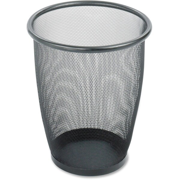 Safco 5 gal Round Round Mesh Wastebaskets, Black, Steel - SAF9717BL