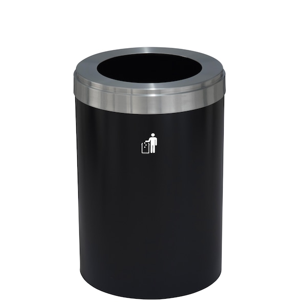 Glaro 33 gal Trash Can, Satin Black/Satin Aluminum - W-2032BK-SA-W1