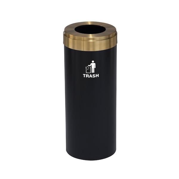 Glaro 12 gal Trash Can, Satin Black/Satin Brass - W-1232BK-BE-W3
