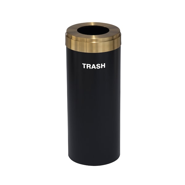 Glaro 12 gal Trash Can, Satin Black/Satin Brass - W-1232BK-BE-W5
