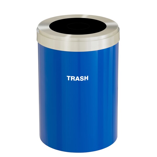 Glaro 16 gal Trash Can, Blue/Satin Aluminum - W-2032BL-SA-W5