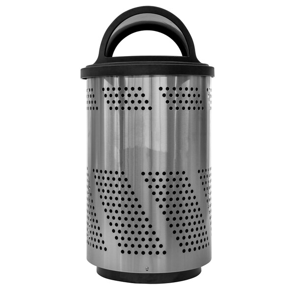 Ex-Cell Kaiser Arena-Perforated Outdoor 51-Gal. Stainless Steel Receptacle - ARENA-X51 SS/BLK