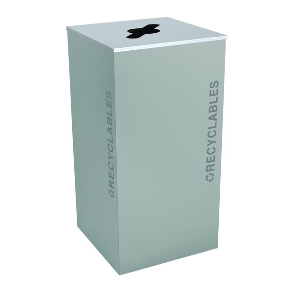 Ex-Cell Kaiser 36-Gal. Square Receptacle - Recyclables Decal, Hammered Grey Pebble - RC-KD36-R BT-HMG