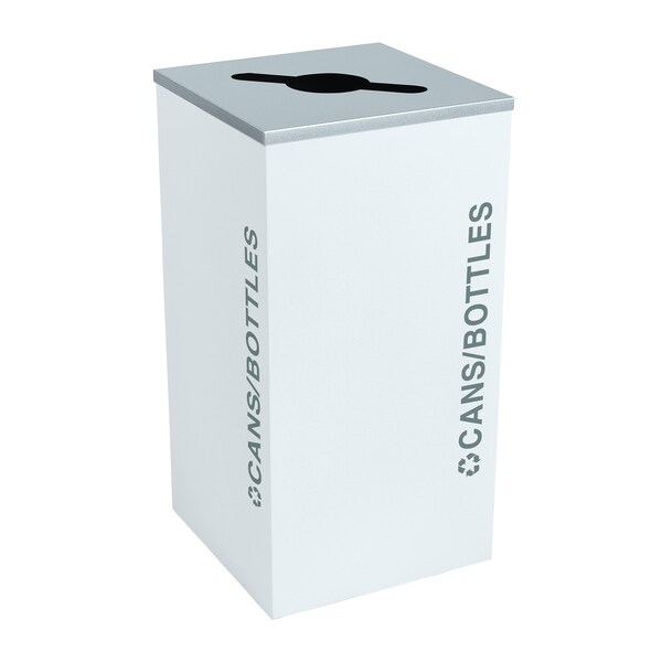 Ex-Cell Kaiser 24-Gal. Square Cans/Bottles Receptacle - Steel, White Gloss - RC-KDSQ-C BT-WHT