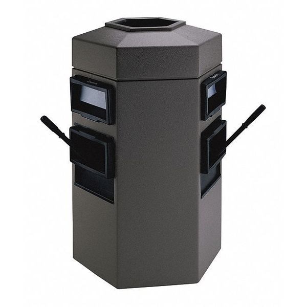 Commercial Zone Products 35 gal Hexagon Trash Can, Black, 25 in Dia, Plastic - 755424