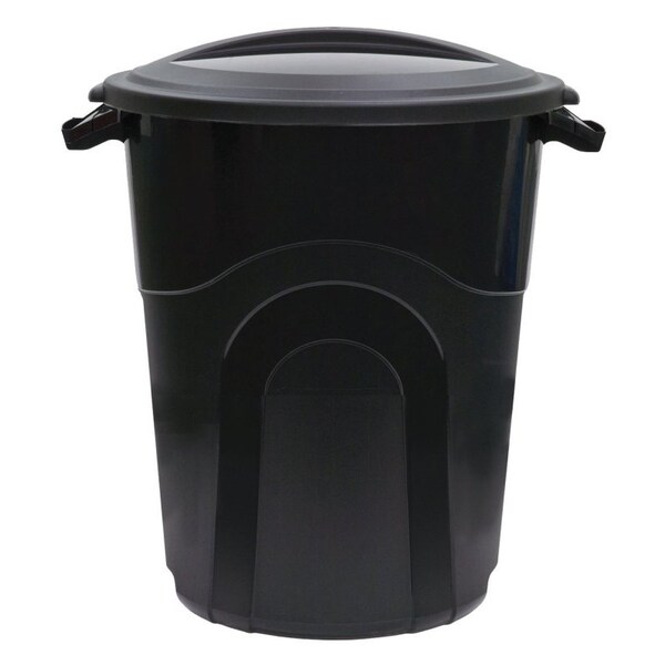 United Solutions Trash Can, 20 gal Capacity, Plastic, Black, Snap-On Lid Closure - TI0040