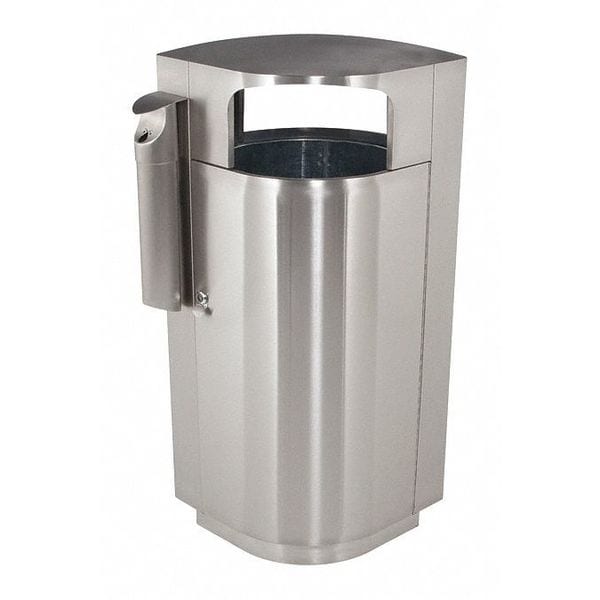 Commercial Zone Products 40 gal Trash Can, Silver, Stainless Steel - 78232999