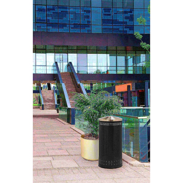 Commercial Zone Products Imprinted Swvl Lid Waste Bin, 25 gal., Blk - 781401