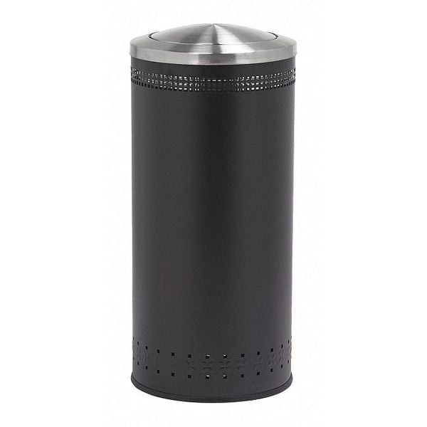 Commercial Zone Products Imprinted Swvl Lid Waste Bin, 25 gal., Blk - 781401