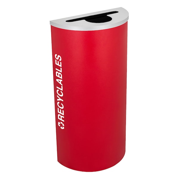 Ex-Cell Kaiser 8-Gal. Half-Round Receptacle - Recyclables decal, Red - RC-KDHR-R RBX