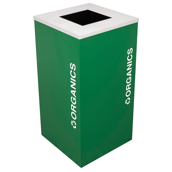 Ex-Cell Kaiser 24-Gal. Square Receptacle - Organics Decal, Green - RC-KDSQ-O EGX