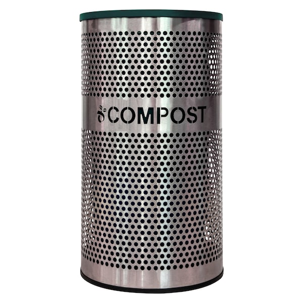 Ex-Cell Kaiser 33-Gal. Compost Receptacle - Stainless Steel w/HGX lid - VCC-33 PERF SS