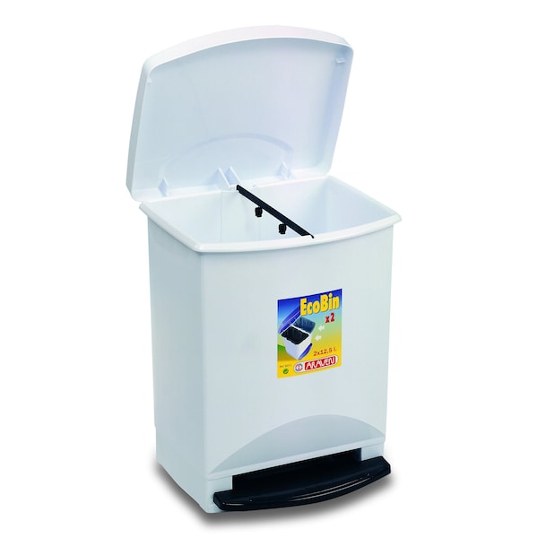 Araven WASTE BASKET W/FOOT PEDAL OPEN LID, 6.6 GAL, WHITE - 08271