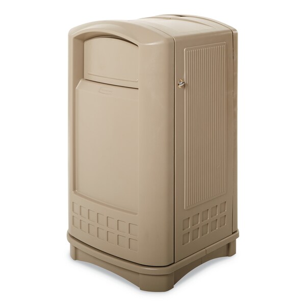 Rubbermaid Commercial 50 gal Rectangular Trash Can, Beige, Side Door, Plastic - FG396400BEIG