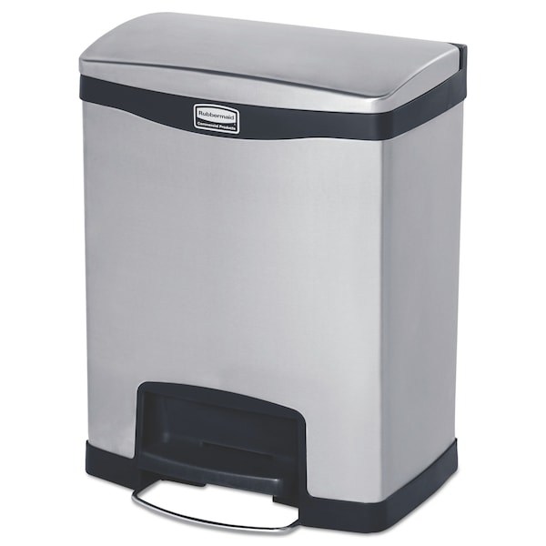 Rubbermaid Commercial 8 gal Rectangular Prism Trash Can, Black, Top Door, Stainless Steel - 1901985