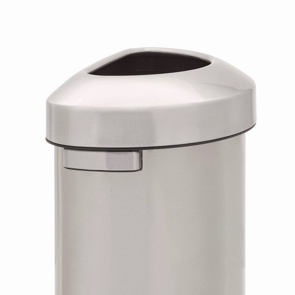 Rubbermaid Commercial 21 gal Half-Round Cylinder Waste Receptacles, Stainless Steel, Plastic; Stainless Steel - 2147582
