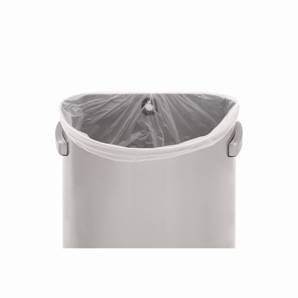 Rubbermaid Commercial 21 gal Half-Round Cylinder Waste Receptacles, Stainless Steel, Plastic; Stainless Steel - 2147582