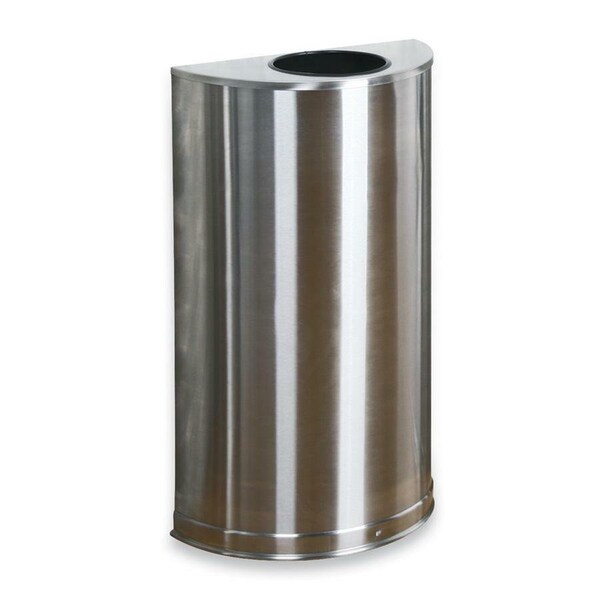 Rubbermaid Commercial 12 gal Semicircular 12 Gallon Half Round Steel Receptacle, Stainless Steel, Stainless Steel - RCPSO12SSSPL