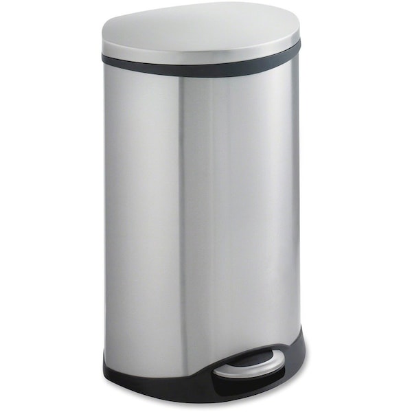 Safco 12.50 gal Elliptical Ellipse Step On Can Waste Receptacle, Stainless Steel, Steel - SAF9903SS