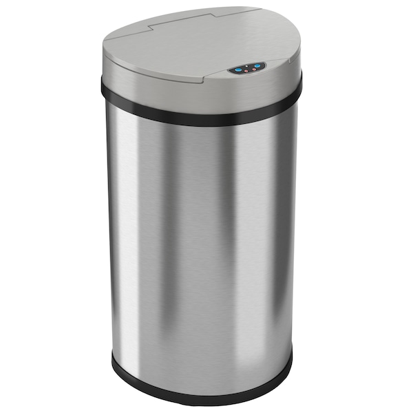Hls Commercial 13 gal Semicircular Trash Can, Silver, Stainless Steel - HLS13HX