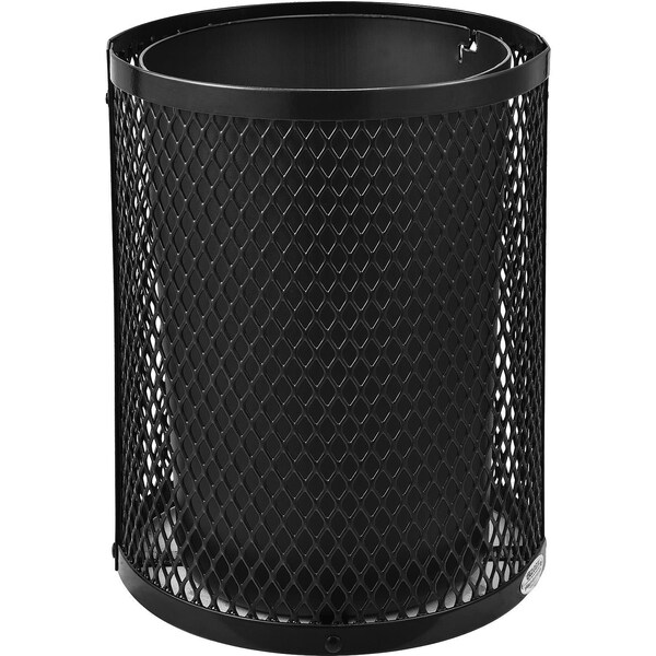 Global Industrial Round Diamond Trash Can, Black, Steel - 261924BK