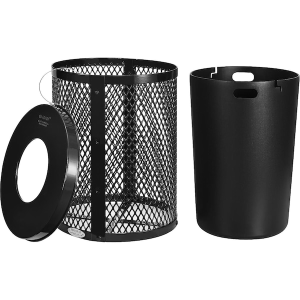 Global Industrial Round Diamond Trash Can, Black, Steel - 261924BK